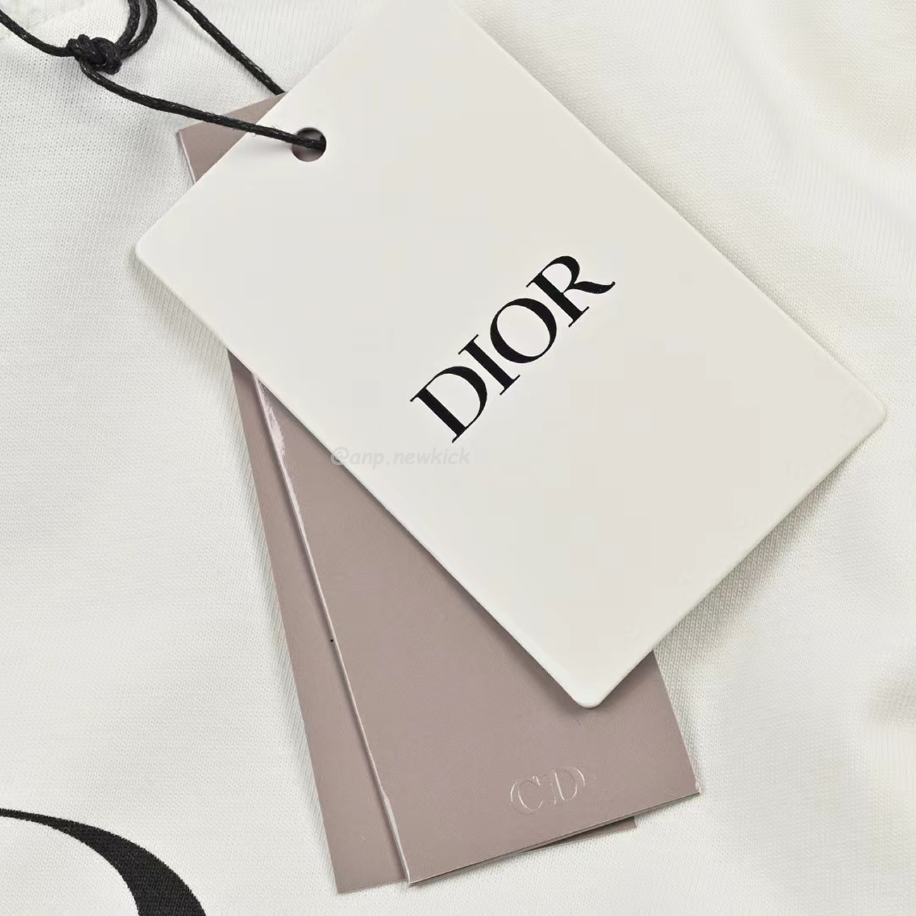 Dior Wide Body Bamboo Pure Cotton Plain Weave Fabric T Shirt White Navy (6) - newkick.cc